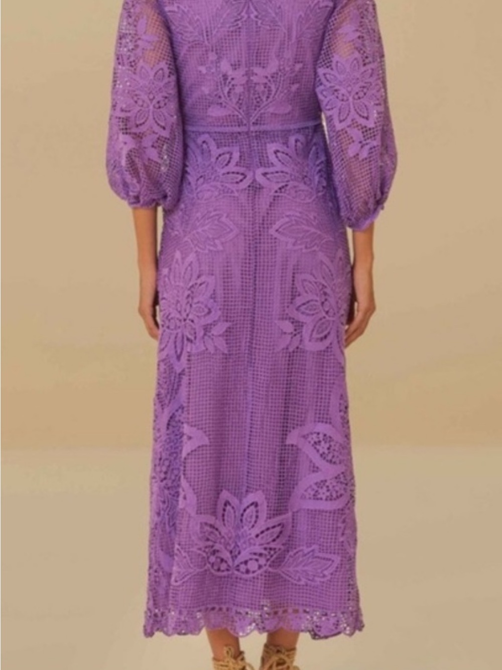 Farm Rio Lilac Lace Cutout Midi Dress NWT - Picture 3 of 3